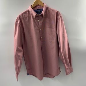 Nautica Button Down Red & White Shirt Size XL